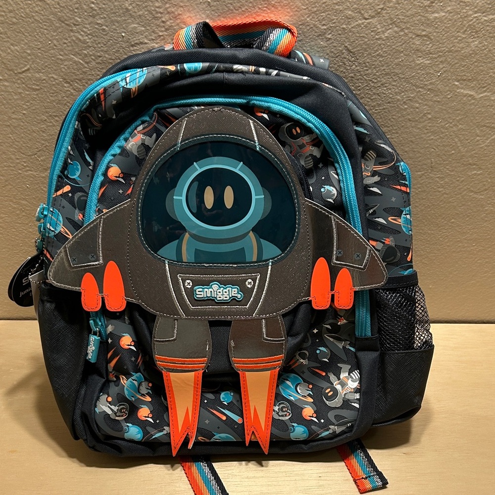 Space Adventure Kids Backpack - Black and Orange